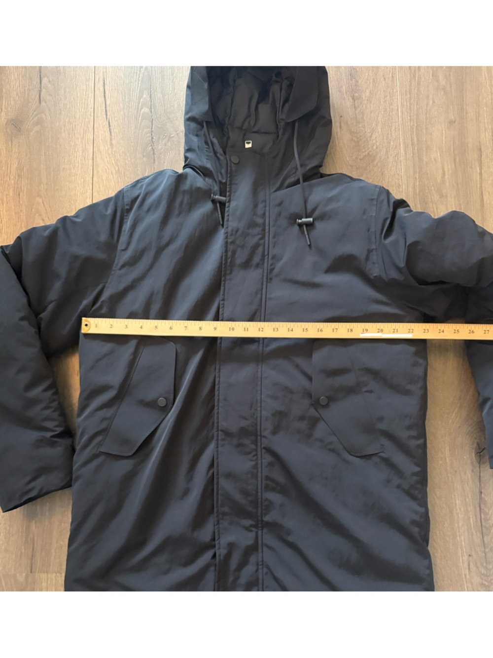 Everlane ReNew Long Puffer Jacket Black Hooded Winter Coat Size Large Outdoor - Picture 9 of 9